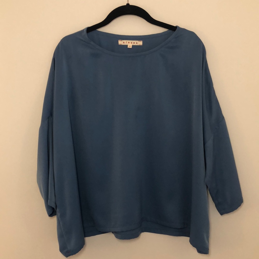 Blue silky fabric Xirena top (size S) - lightweight, never worn!